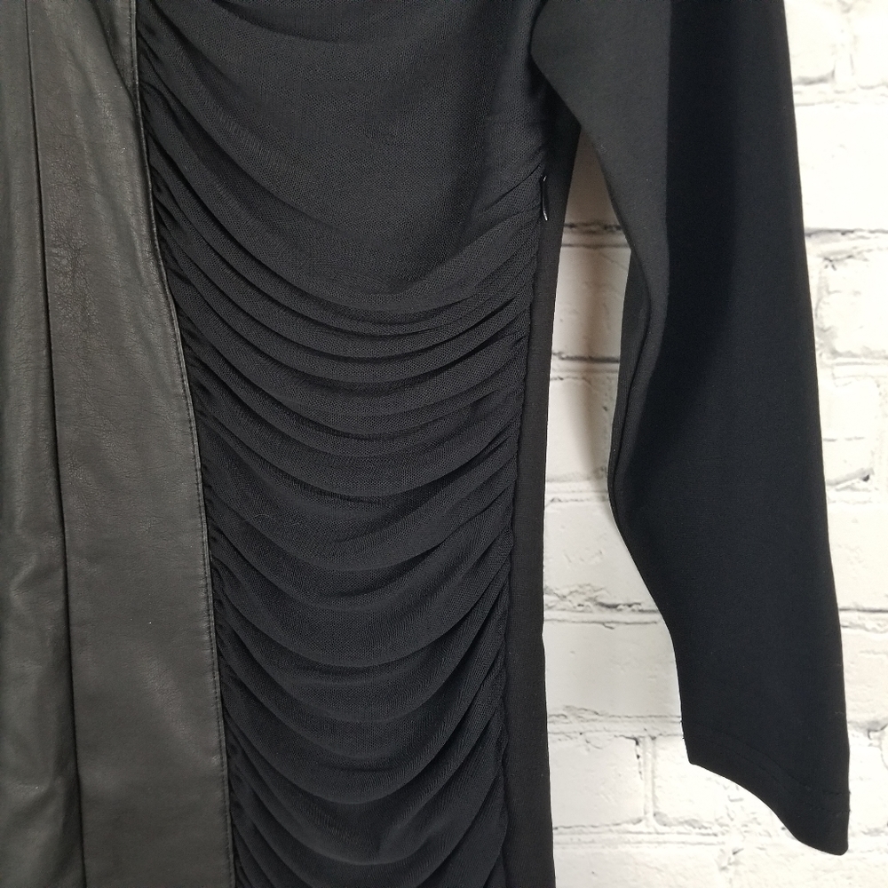 NICOLE BENISTI | ruched faux/vegan leather dress - Picture 2 of 6